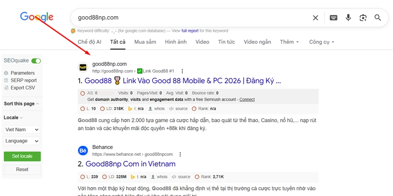 Vào chorme và search từ khóa 0good88.com